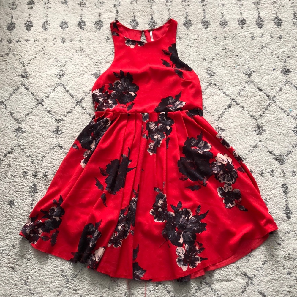 Free People Red Floral Halter Dress